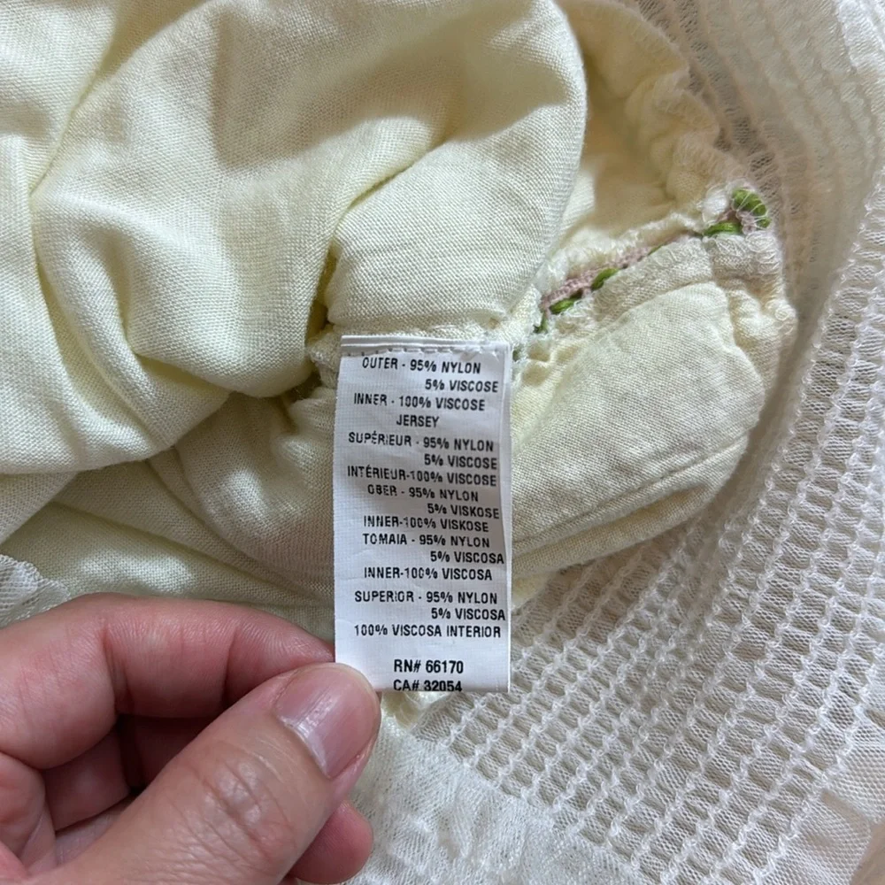 Anthropologie Blnk Tali Embroidered Lace Top Ivory Size Small